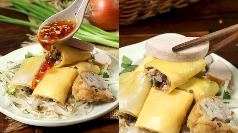 Bánh cuốn trứng Lạng Sơn – mềm mịn, thơm béo, quyện cùng nước chấm đậm đà