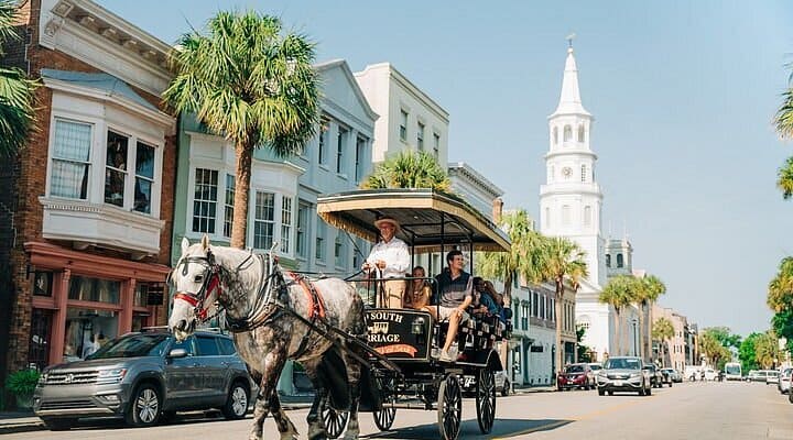 charleston Trải nghiệm xe ngựa dạo phố mang đến cảm giác hoài cổ, đưa bạn ngược dòng thời gian khám phá Charleston một cách lãng mạn