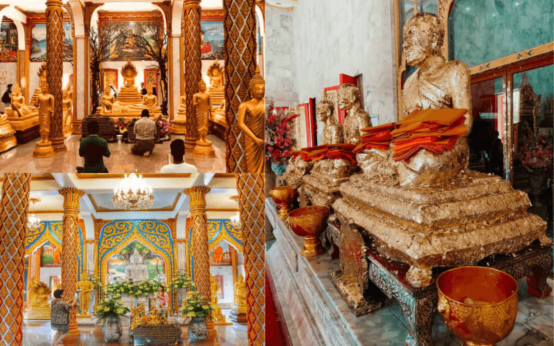 Tượng vàng Luang Por Chaem và Luang Por Chuang tôn vinh hai vị sư trụ trì đáng kính của chùa Wat Chalong