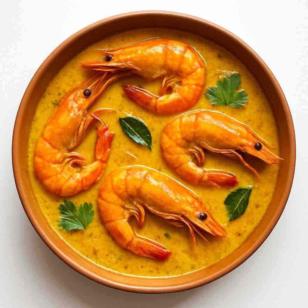 ẩm thực bangladesh Chingri Malai Curry là món tôm nấu nước cốt dừa béo thơm, đậm đà hấp dẫn