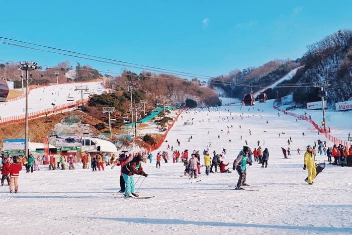 Gangwon-do nổi bật với núi rừng phủ tuyết trắng và khung cảnh mùa đông hùng vĩ